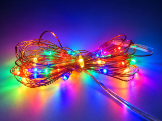 MICRO LED svietiaci reťazec 30 LED farebné s časovačom, 2,9m, na batérie, IP20