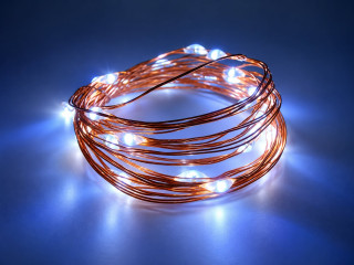 MICRO LED svietiaci reťazec 30 LED studená biela s časovačom, 2,9m, na batérie, IP20