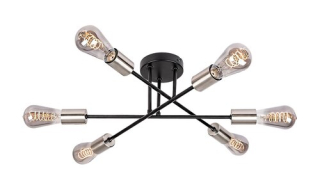 BRANWEN stropné svietidlo čierne/matný chróm 6xE27/25W