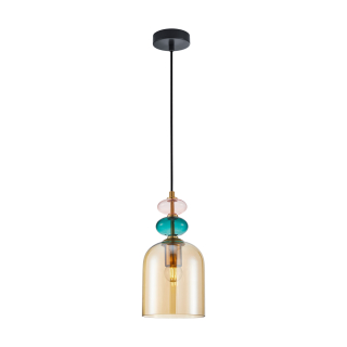 BUSCO závesná lampa jantárová/zlatá 1xE27/40W, priemer: 14,5cm