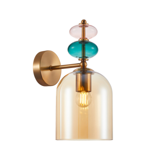 BUSCO nástenná lampa jantárová/zlatá 1xE27/40W, priemer: 14,5cm