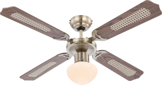 CHAMPION stropný ventilátor so svetlom 1xE27/60W, antická mosadz/dub