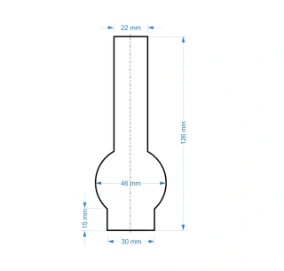 Sklenený cylinder číry montážny otvor 3cm, výška: 12,6cm