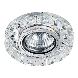 Downlight okrúhly sklo/chróm/kryštáľ 1xGU10/50W +1xLED/3W