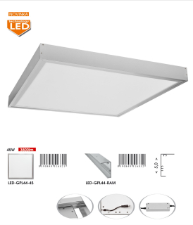 ZEUS LED prisadené svietidlo 45W/6000K, rozmer: 59,5x59,5cm strieborný rám