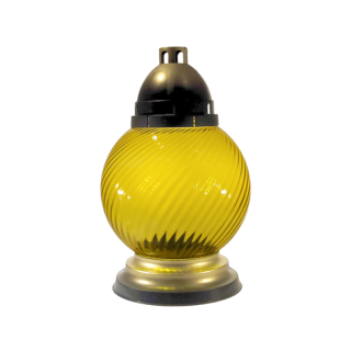 Sklenený náhrobný kahanec bez náplne žltý točený/zlatý tieňovaný výška: 31,5cm