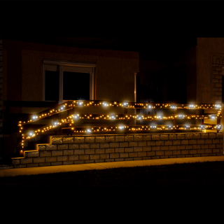 Vonkajšia žiarivá reťaz 200LED teplá biela + blikajúce studené ledky, 20m