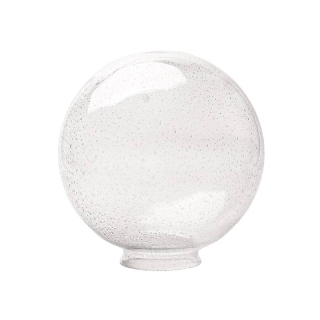 Náhradné tienidlo guľa priemer 20cm číra s bublinkami a s hrdlom, montážny otvor: 8cm