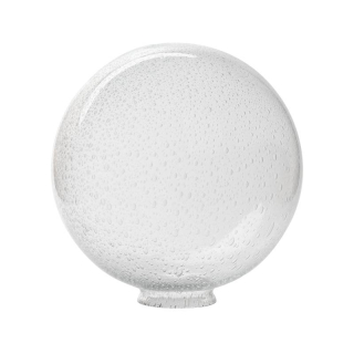 Náhradné tienidlo guľa priemer 25cm číra s bublinkami a s hrdlom, montážny otvor: 8cm