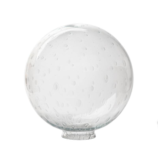 Náhradné tienidlo guľa priemer 25cm číra s oválnymi bublinkami a s hrdlom, montážny otvor: 8cm