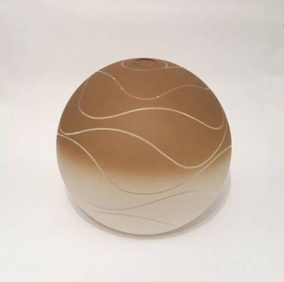 Sklenené tienidlo pre závit E27 (45mm), priemer 35cm hnedo-biele s vlnovkami