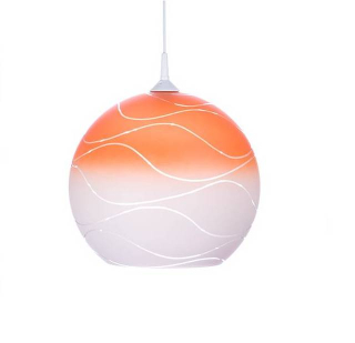 Sklenené tienidlo pre závit E27 (45mm), priemer 35cm oranžovo-biele s vlnovkami