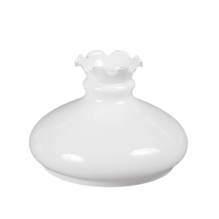 Náhradné tienidlo priemer 23cm petrolejkové biele lesklé - vlnovkové