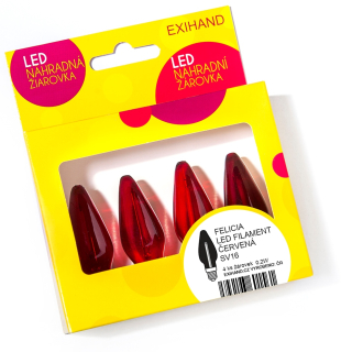 Ledková žiarovka FELICIA FILAMENT červená 14V/0,2W, krabička 4ks
