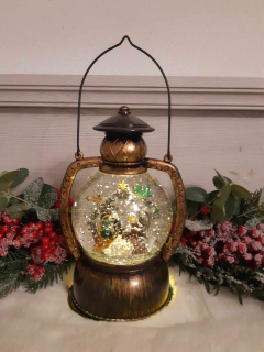 Svietiaci lampáš s BETLEHEMOM s efektom sneženia, 1xLED teplá biela