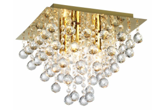 LANCASTER CRYSTAL krištáľový stropný luster zlatý 3xE14/40W, 32x32cm