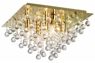LANCASTER CRYSTAL krištáľový stropný luster zlatý 5xE14/40W, 42x42cm