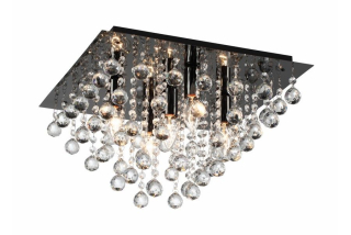 LANCASTER CRYSTAL krištáľový stropný luster čierny 5xE14/40W, 42x42cm