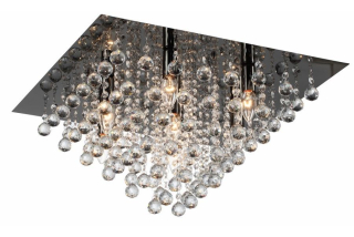 LANCASTER CRYSTAL krištáľový stropný luster čierny 7xE14/40W, 56x56cm