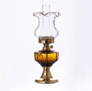 Petrolejová lampa mosadz/hnedá výška: 27cm
