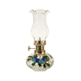 Petrolejová lampička číra maľovaná typ 9: zimný motív č. 5,výška: 14cm 