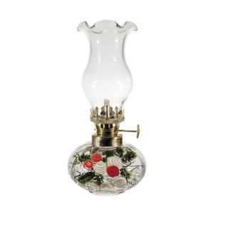 Petrolejová lampička číra maľovaná typ 9: zimný motív č.7, výška: 14cm 