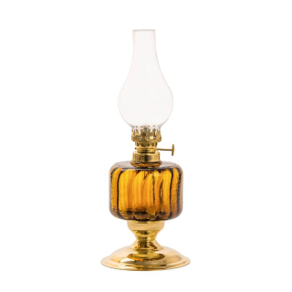 Petrolejová lampa mosadz/hnedá výška: 24cm