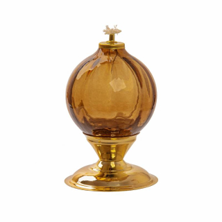 Petrolejová lampa mosadz/hnedá výška: 12cm