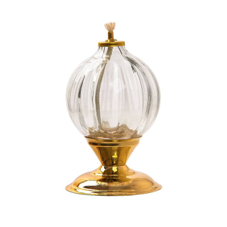 Petrolejová lampa mosadz/číra výška: 12cm