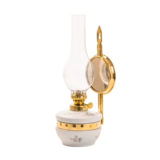 Petrolejová lampa mosadz/porcelán výška: 25cm