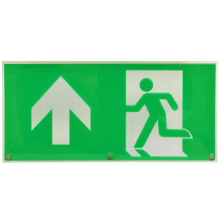 Plastová etiketa EXIT smer hore do núdzového osvetlenia ALPHA