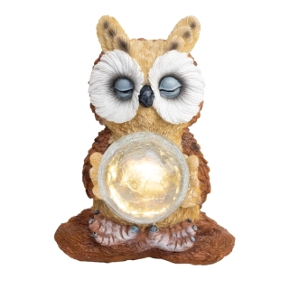 Solárne led svietidlo SOVA hnedá 1xLED teplá biela, výška: 23cm