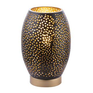 NARRI kovová nočná lampa čierna/zlatá s dierovaním 1xE27/40W