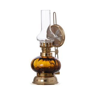 Petrolejová lampa mosadz/hnedá malá výška: 16cm