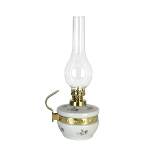 Petrolejová lampa mosadz/porcelán s držiakom výška: 25,5cm