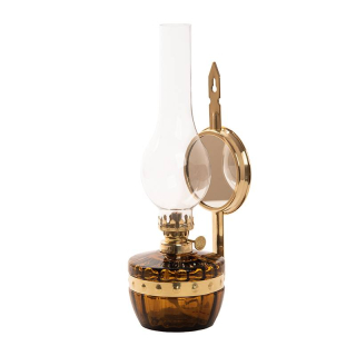 Petrolejová lampa mosadz/hnedá výška: 25cm