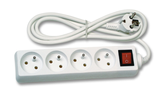 Predlžovací kábel 5m biely 4 zásuvky s vypínačom