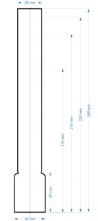 Sklenený cylinder číry montážny otvor 3,6cm, výška: 17/21/23/24cm