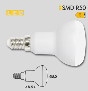 Ledková bodová žiarovka E14/R50/6,5W/3000K alebo 4200K