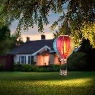 Solárne svietidlo teplovzdušný balón viacfarebný na zavesenie s efektom ohňa 20xLED/3V/1600K IP44