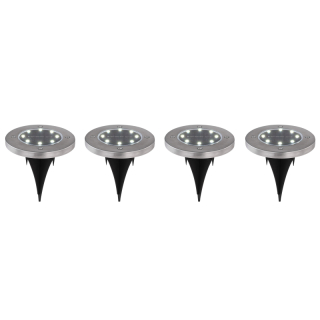Solárne nerezové led svietidlo set 4ks so zapichovacím hrotom 8LED//3V/6500K IP44