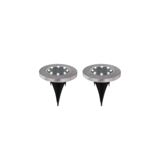 Solárne nerezové led svietidlo set 2ks so zapichovacím hrotom 8LED/0.1W/3V IP44