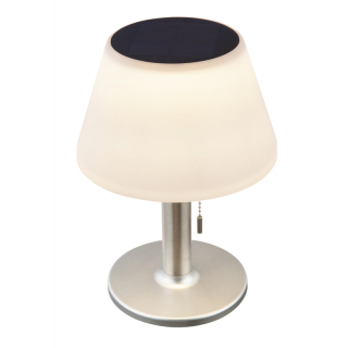 Solárne stolové led svietidlo nerez/biela 10xLED 0,2W/5V/1800K, IP44