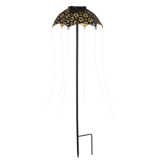 Solárne zapichávacie led svietidlo DÁŽDNIK mat.čierna+medená 60xLED 3V/3000K IP44, výška: 65cm