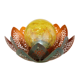 Solárne svietidlo lotosový kvet so svietiacou guľou 1xLED/3,2V/6500K, priemer 22cm, IP44