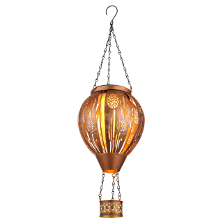 Solárne svietidlo teplovzdušný balón medený na zavesenie s efektom ohňa 12xLED/3V/1800K IP44