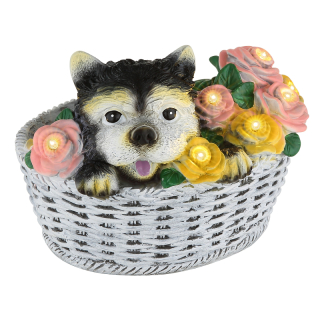 Solárne led svietidlo psík v košíku s ružami 8xLED/0,08W teplá biela IP44