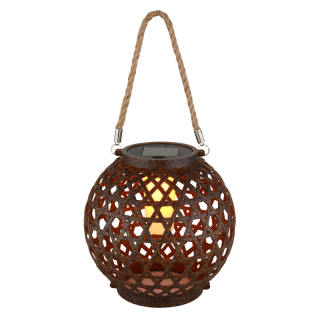 Solárny led lampáš plastový imitácia hrdze 12xLED 1800K efekt ohňa priemer 20cm IP44