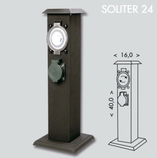 Záhradný stĺpik SOLITER s časovačom, 2 zásuvky 3600W IP44