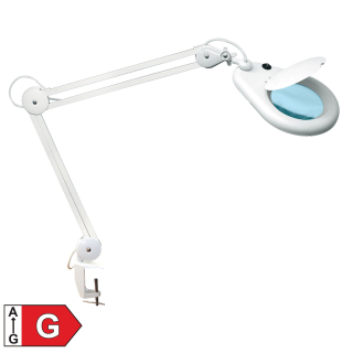 Stolná lampa biela s lupou 3 dioptrie 22W na uchytenie o stôl